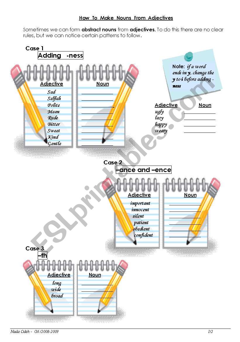 How to form nouns from adjectives