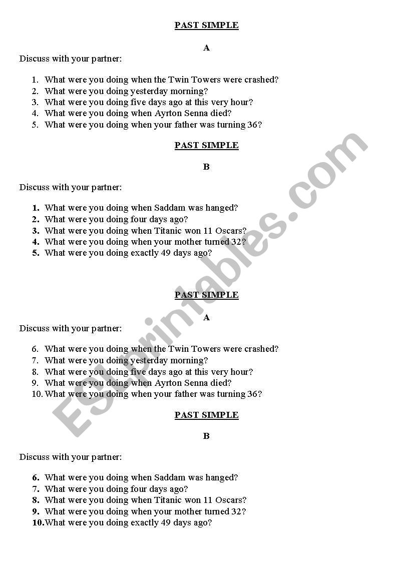 PAST SIMPLE worksheet