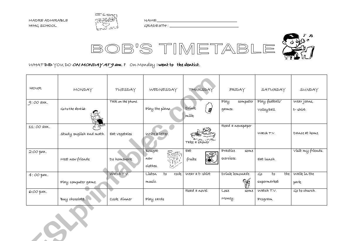 past time worksheet