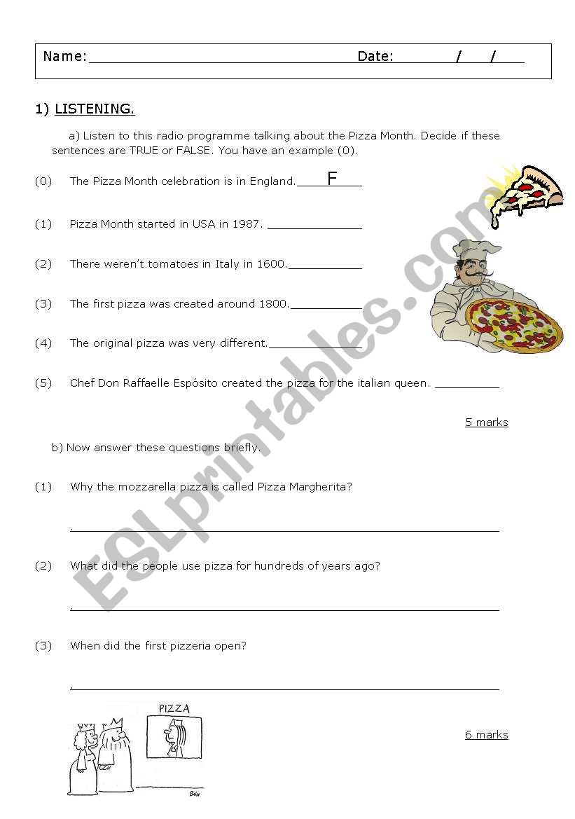 The Pizza Month worksheet