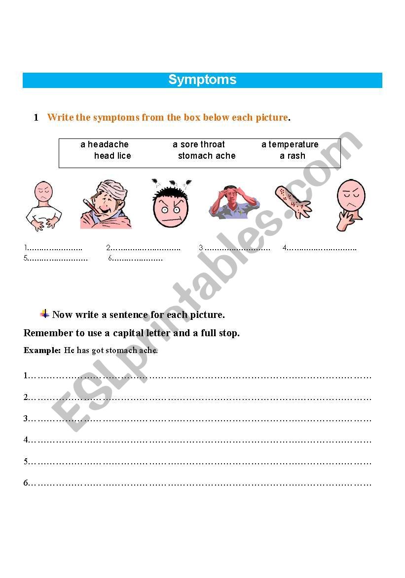 symptoms worksheet