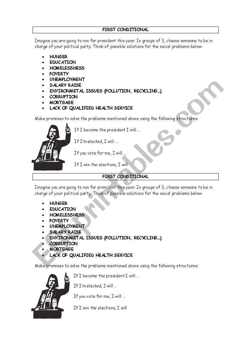 FIRST CONDITIONAL  worksheet