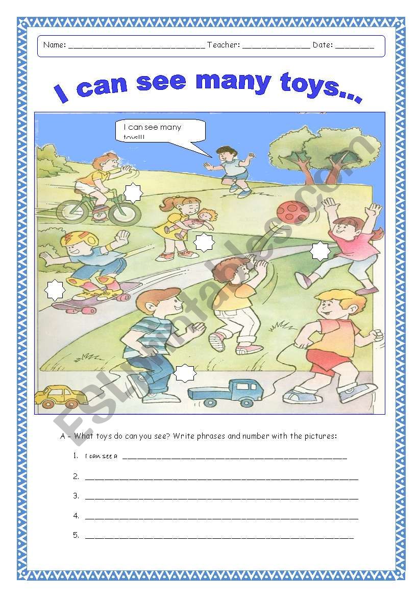 I can see many toys worksheet