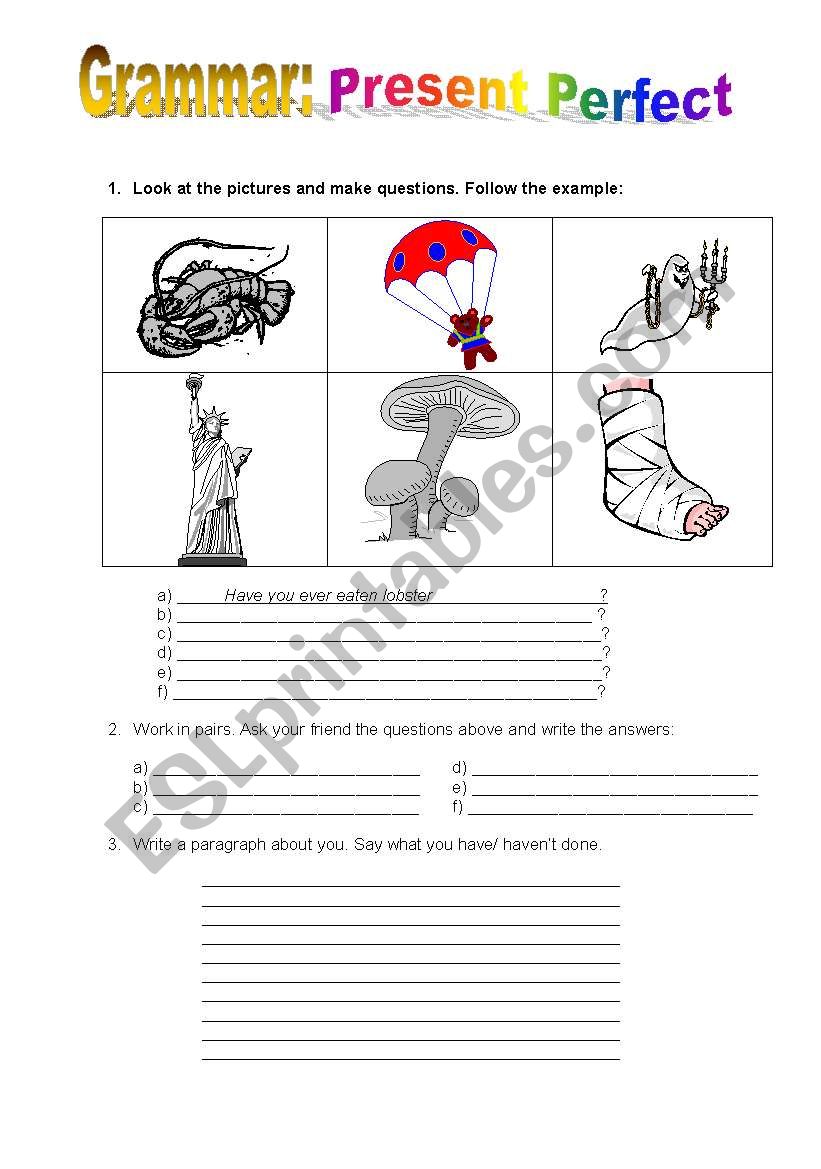Present Perfect - Interaction worksheet