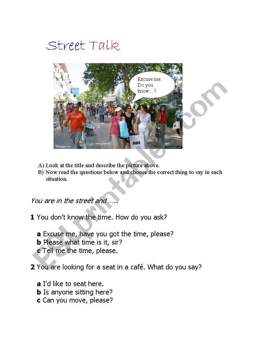 Street Talk  worksheet