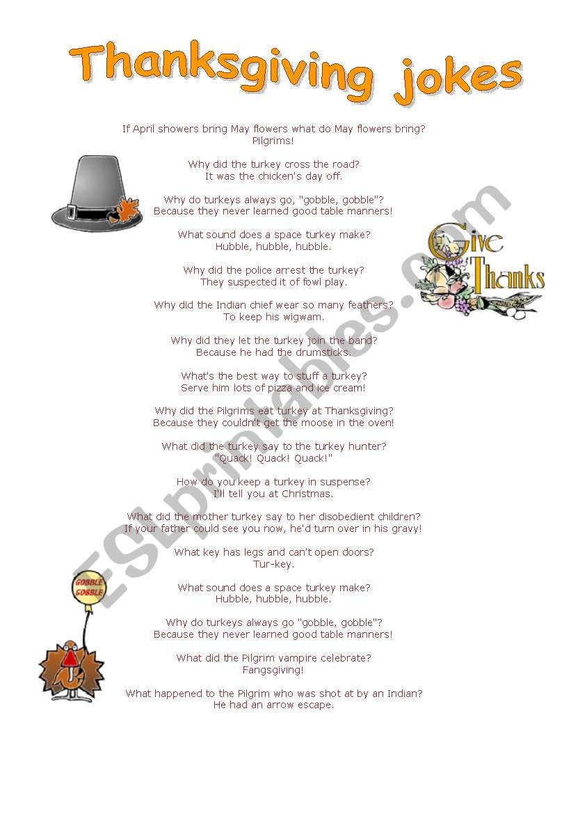 thanksgiving jokes worksheet