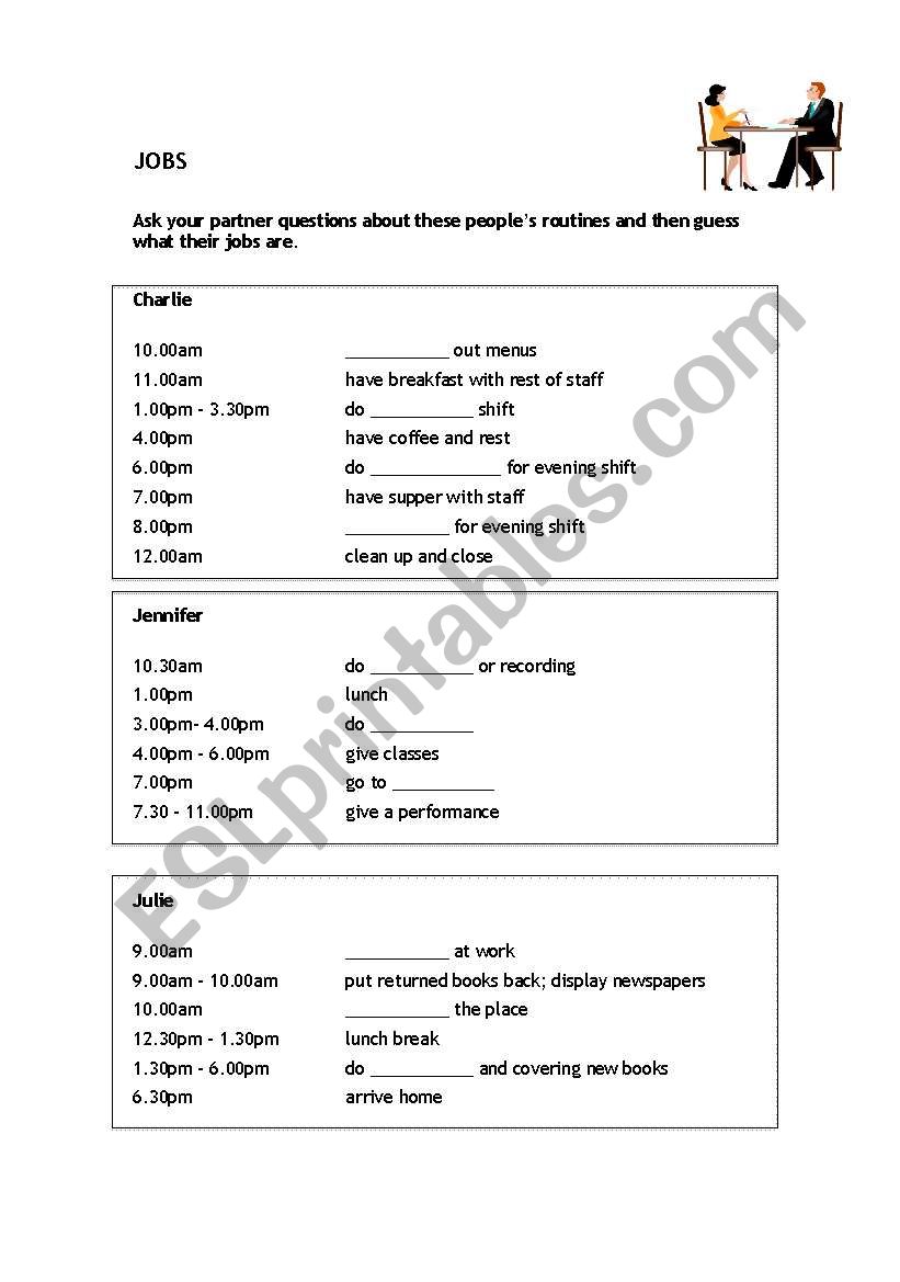 Jobs worksheet