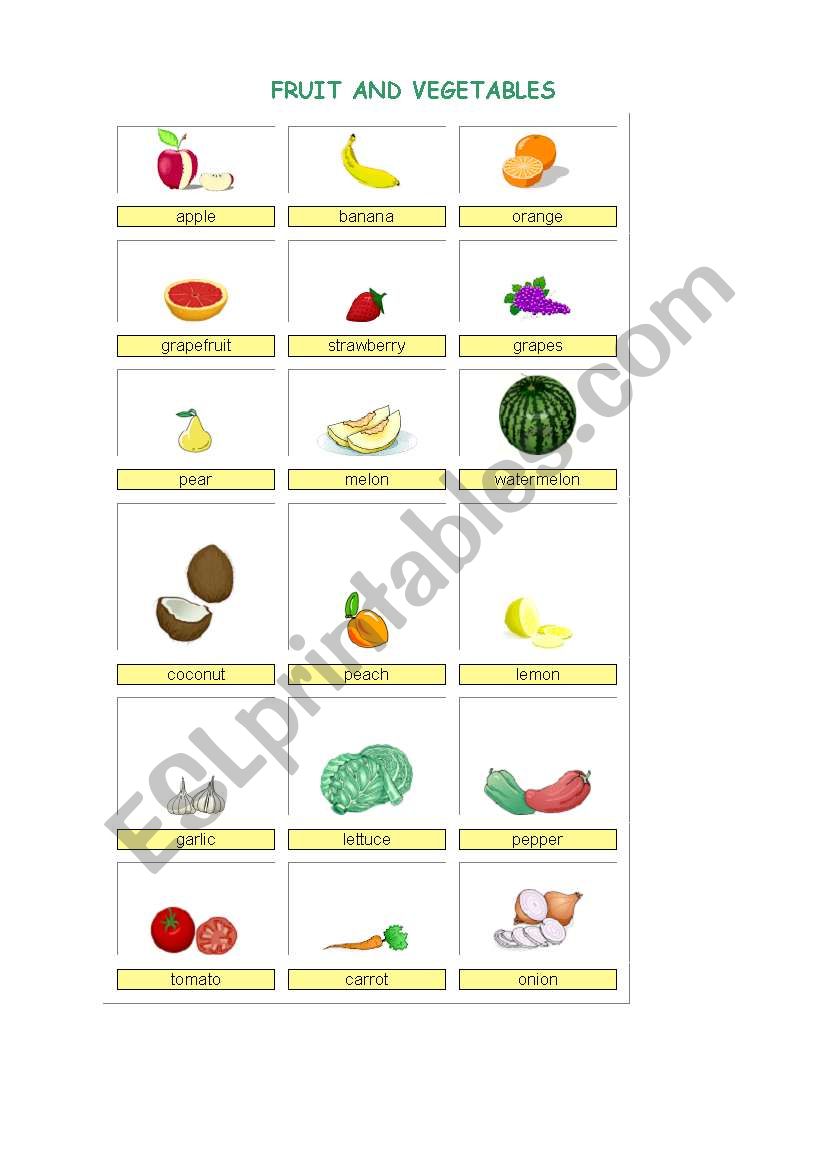Fruit and vegetables worksheet