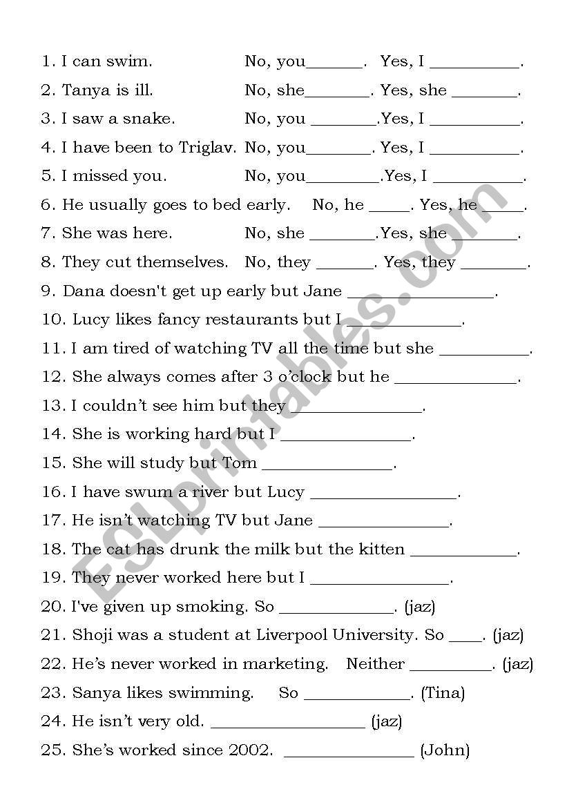 contradictions worksheet