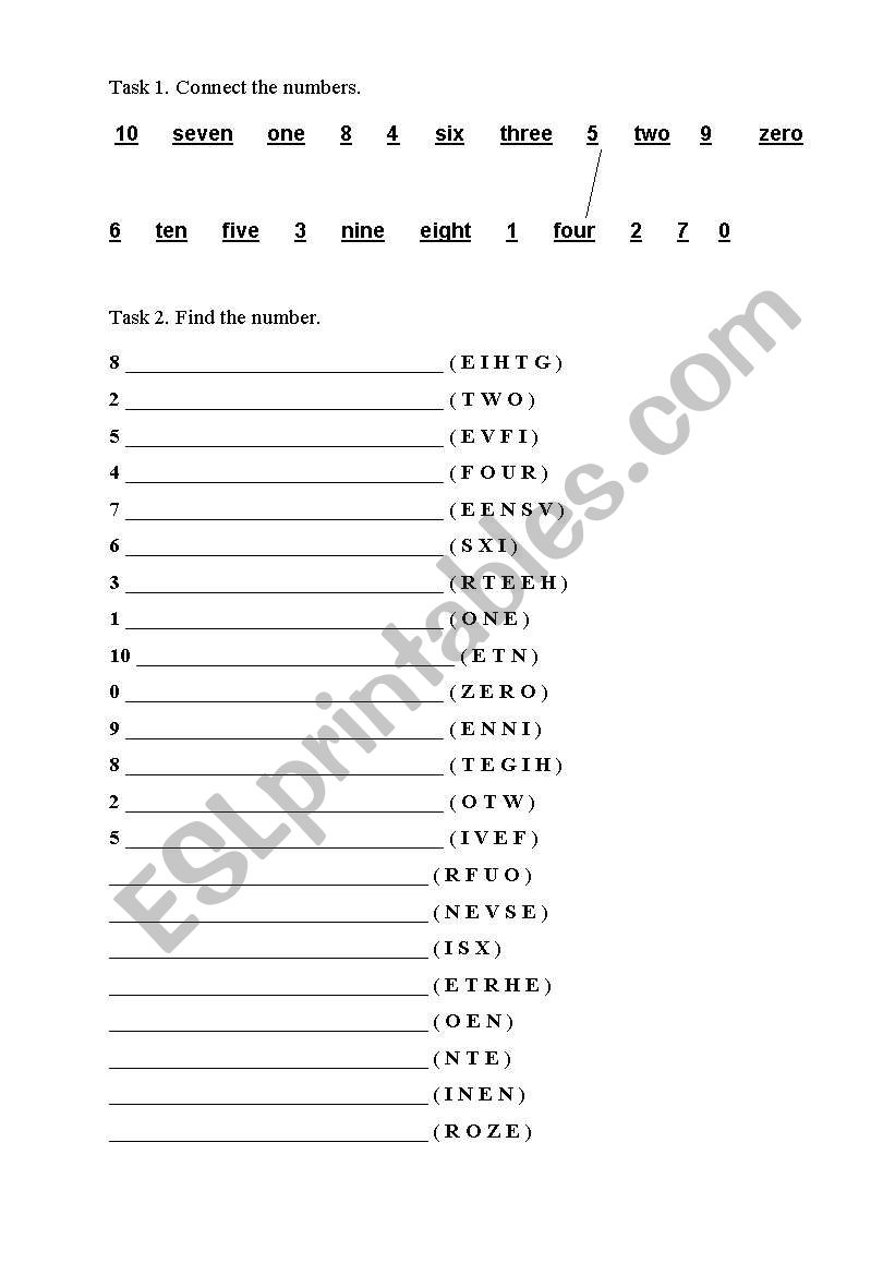 Numbers 1-10. worksheet