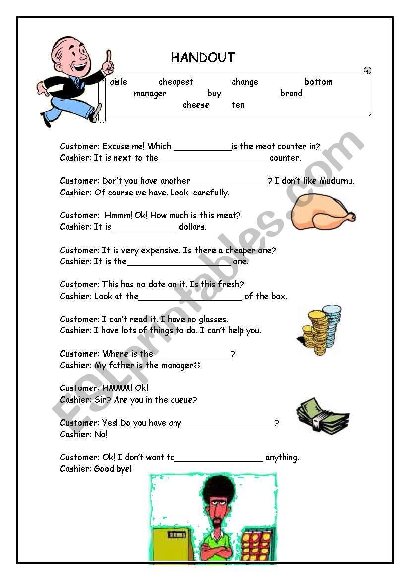 restaurant worksheet