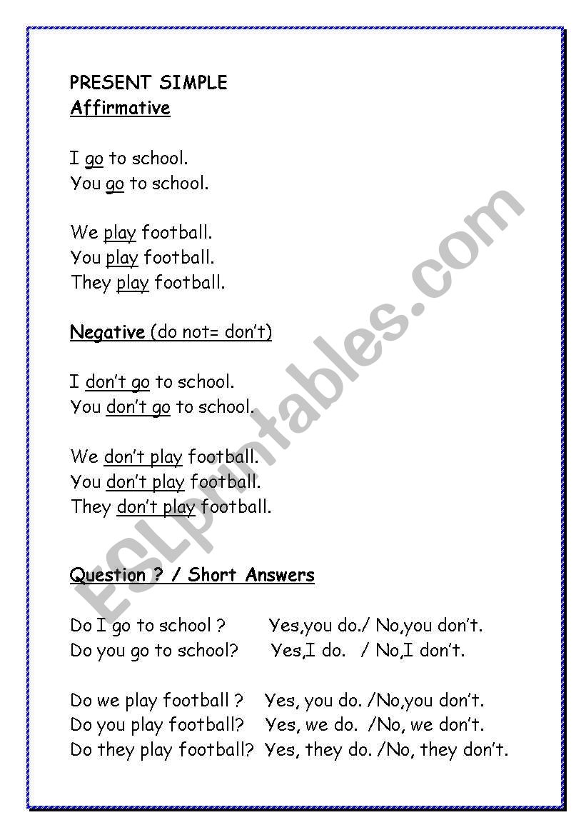 Present Simple worksheet