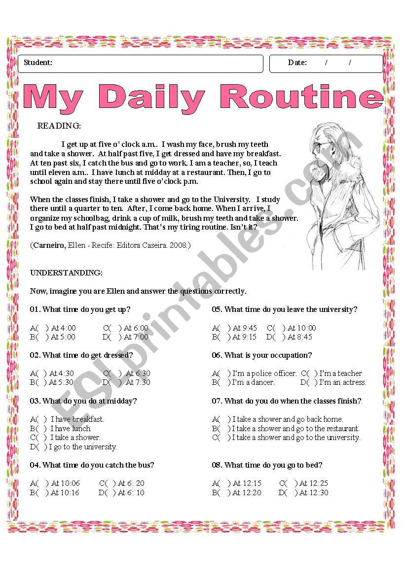 My Daily Routine / Time worksheet