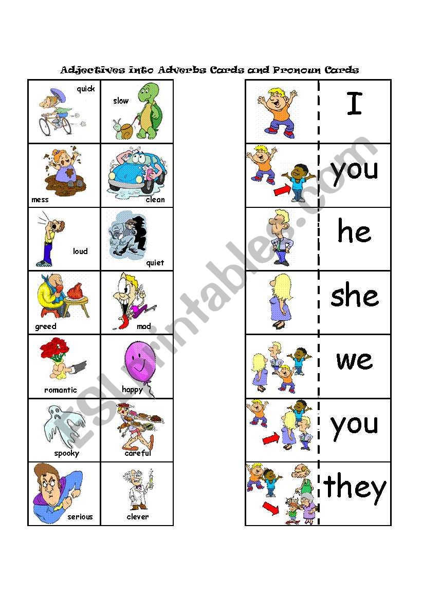 adjectives-into-adverbs-and-pronoun-cards-to-go-with-the-verb-game-esl-worksheet-by-elowe
