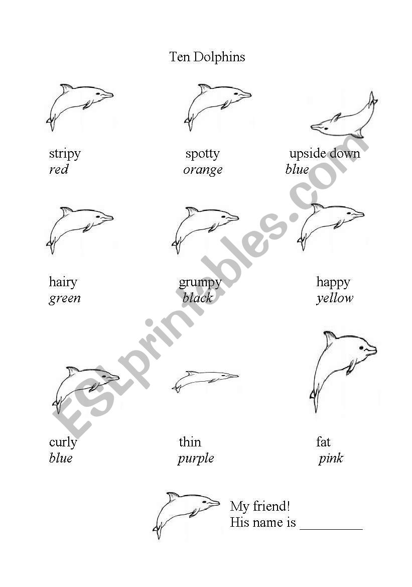 Ten dolphins worksheet