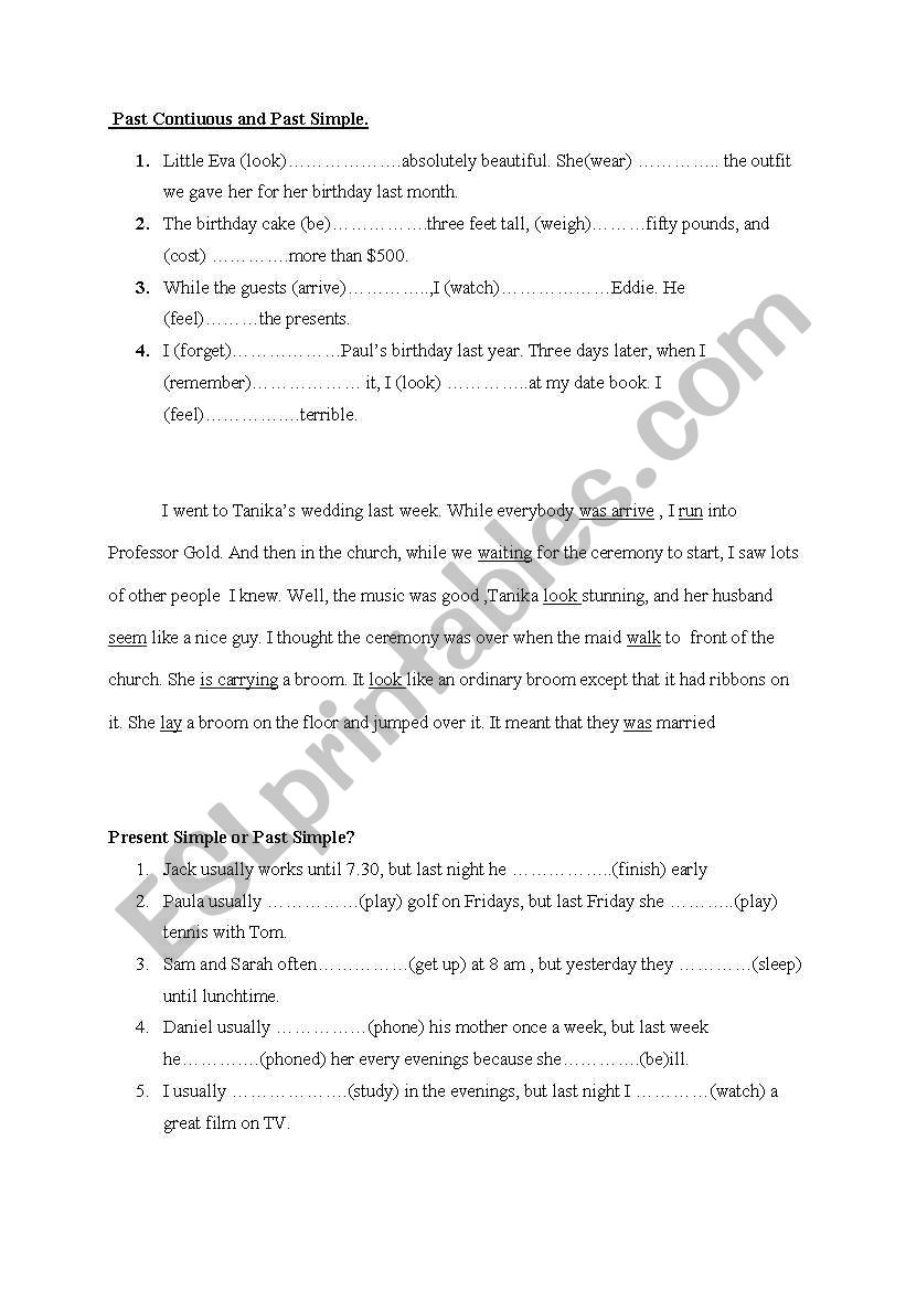 Past Simple,Past Continuous and Present Simple mix tenses