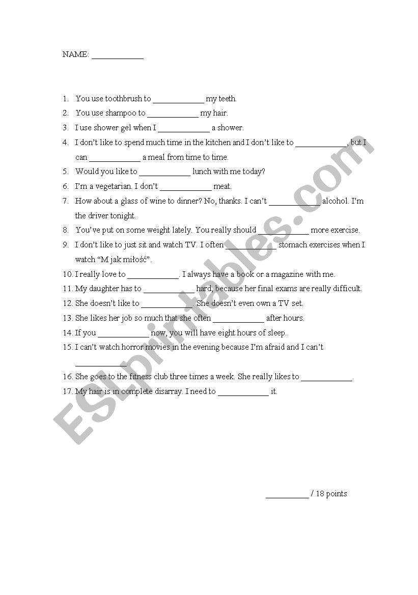 ROUTINES worksheet
