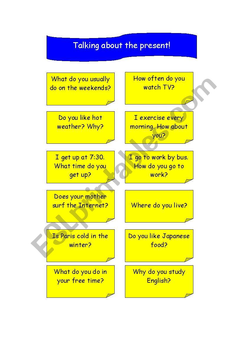 TALKING ABOUT THE PRESENT! worksheet