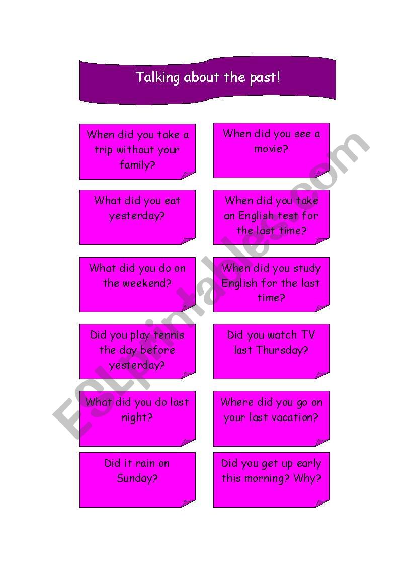 TALKING ABOUT THE PAST! worksheet