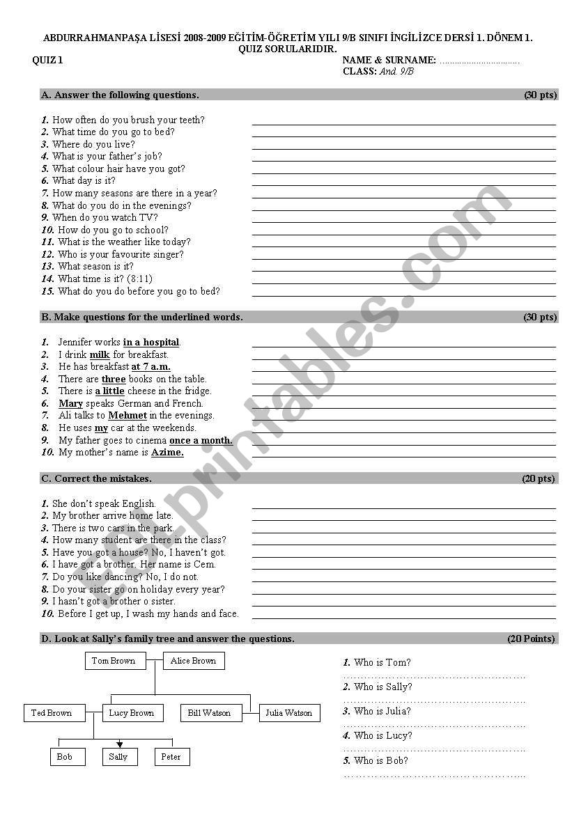 present simple worksheet