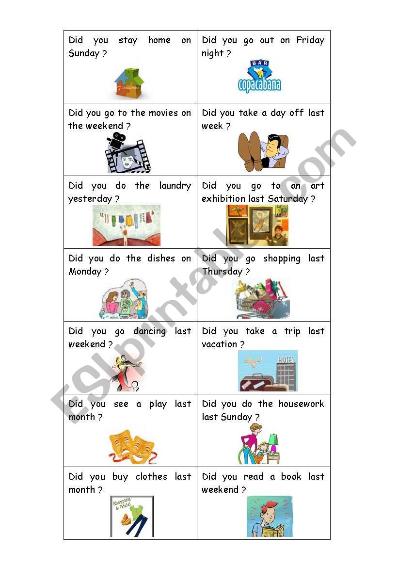 Simple Past Cards worksheet