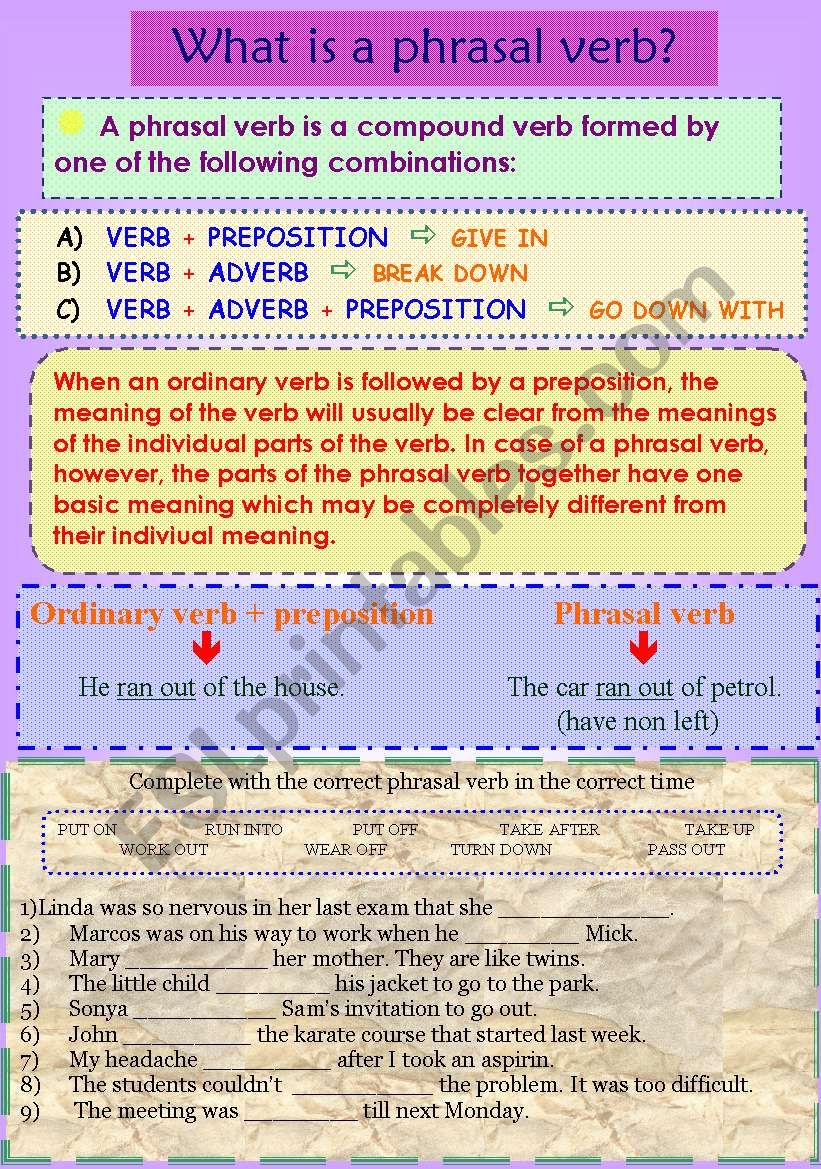 What is a phrasal verb worksheet