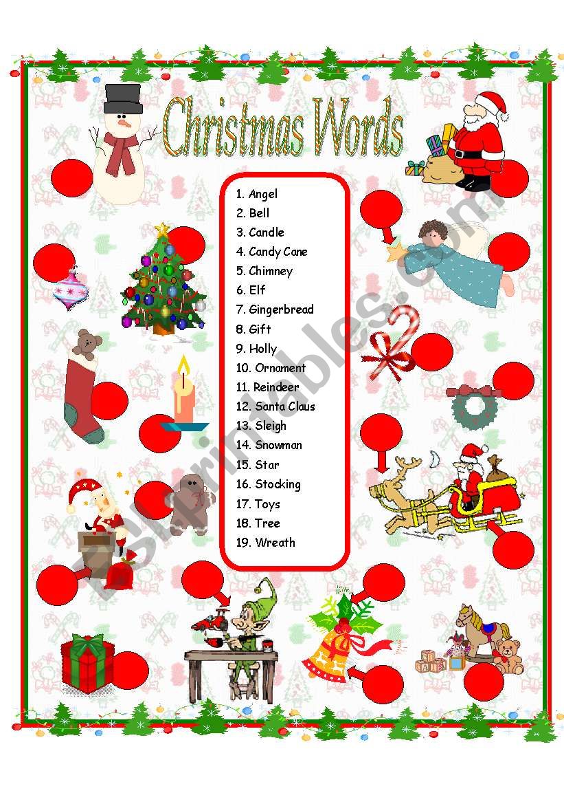 Christmas Vocabulary worksheet