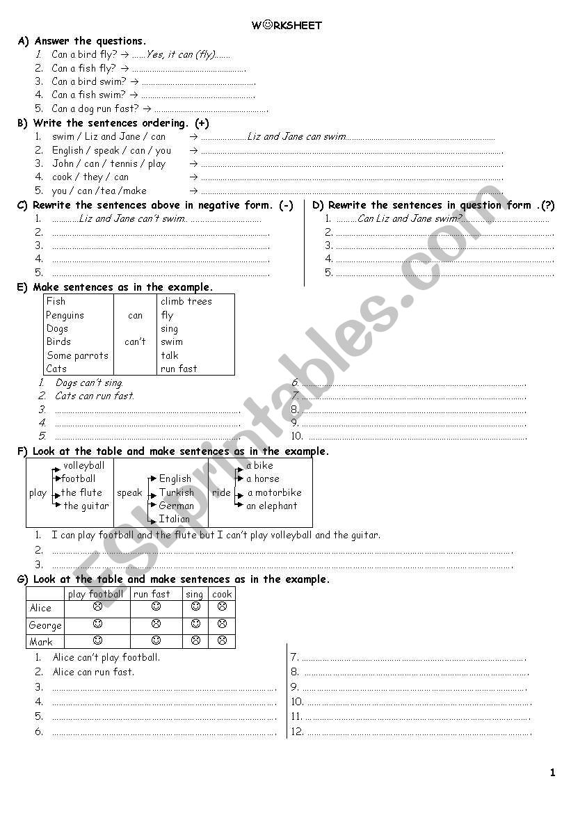 cancant worksheet