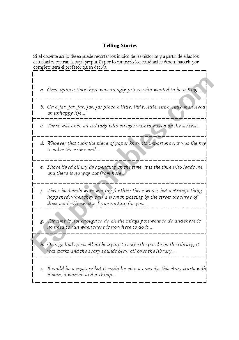 Telling stories worksheet