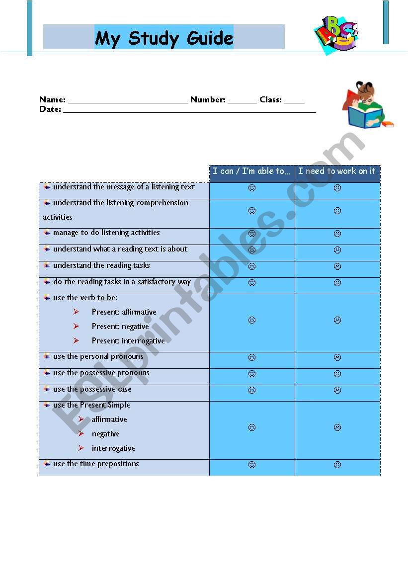 My study guide worksheet