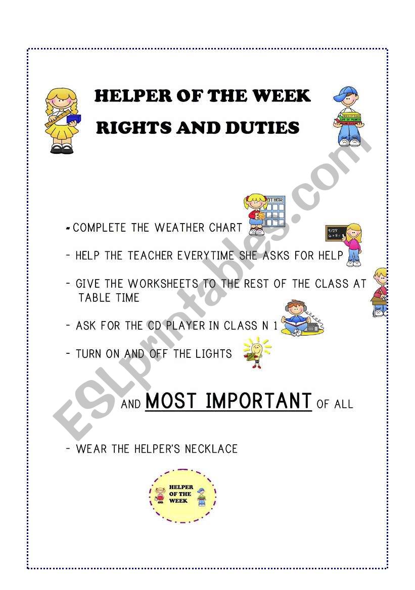 HELPER OF THE WEEK 2  worksheet