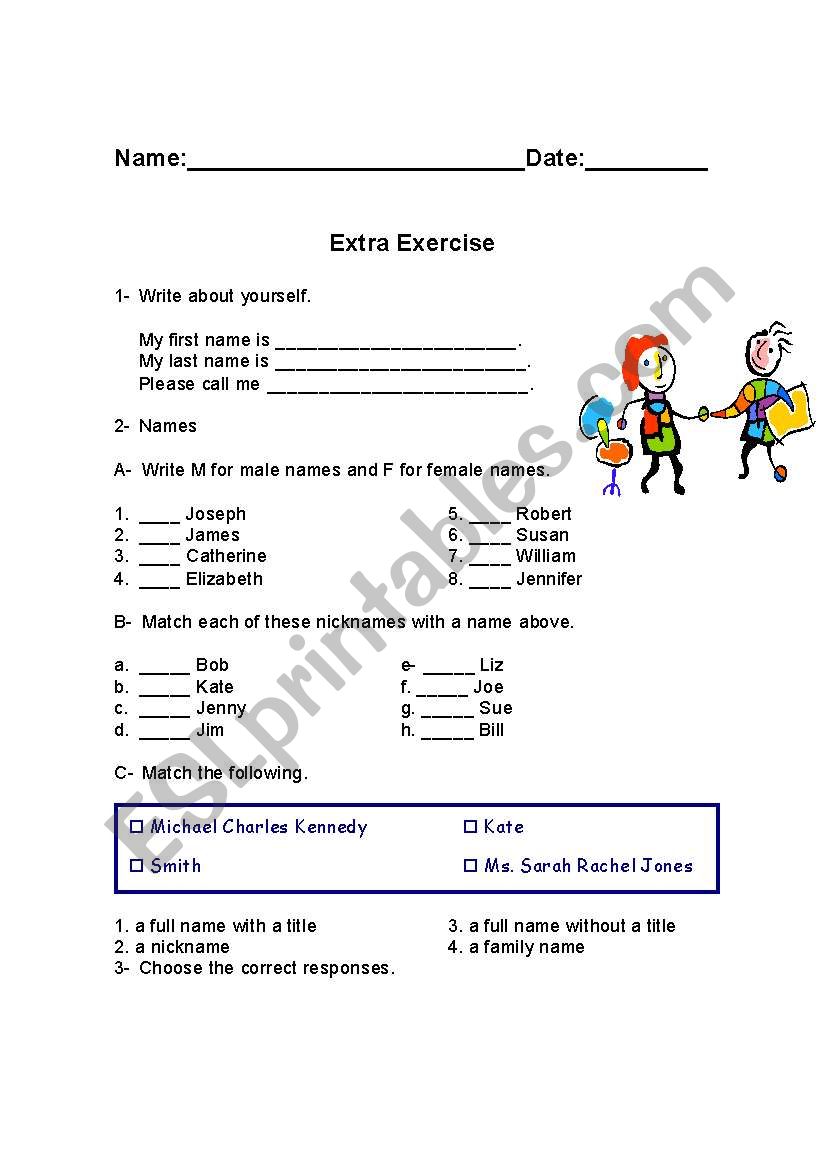 First Classes worksheet