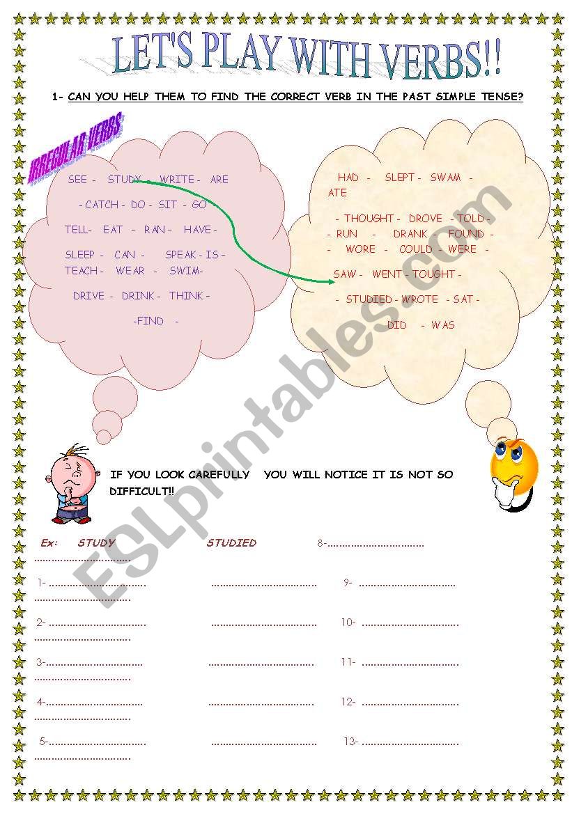 LETÂ´S PLAY WITH  VERBS!! worksheet