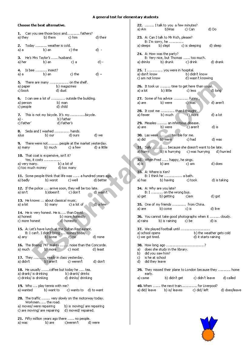 A general Test for Elementary Students.