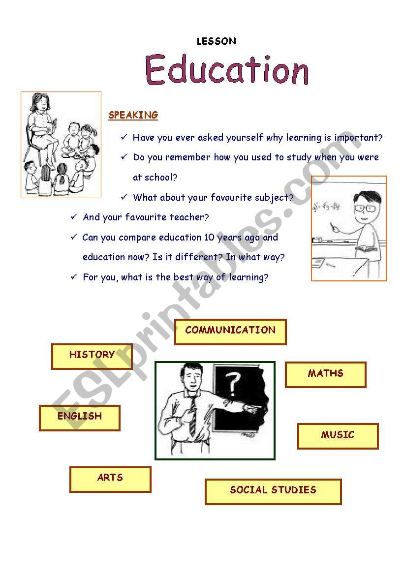 lesson:   EDUCATION worksheet