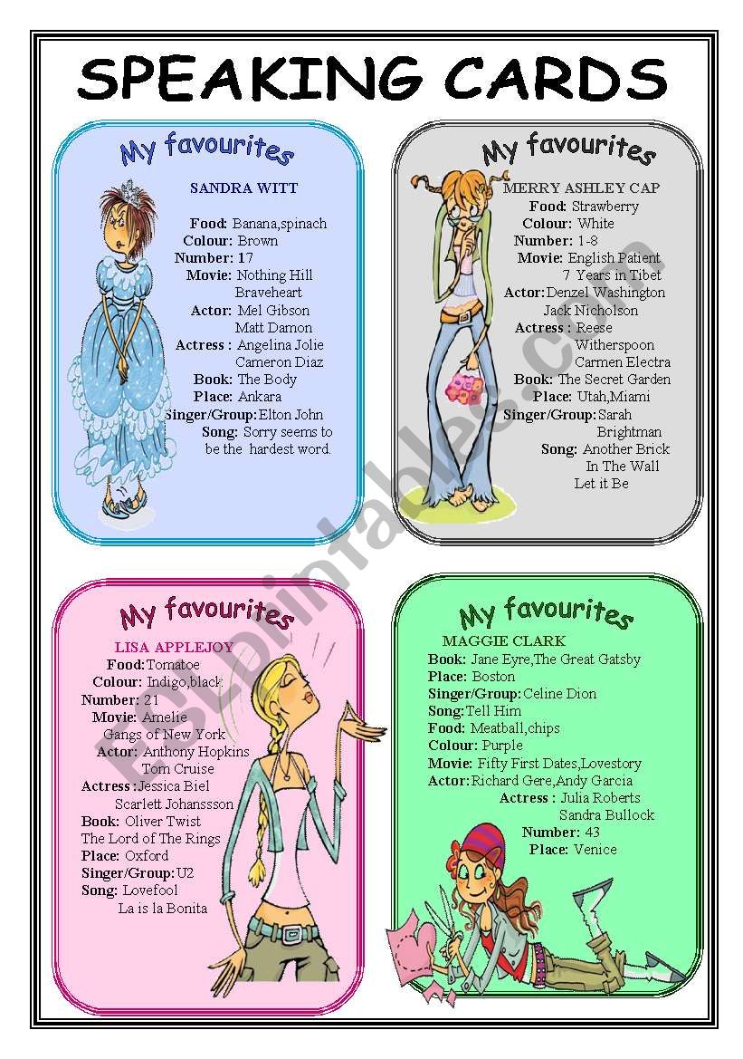 My favourite.....(Speaking cards 2/2)