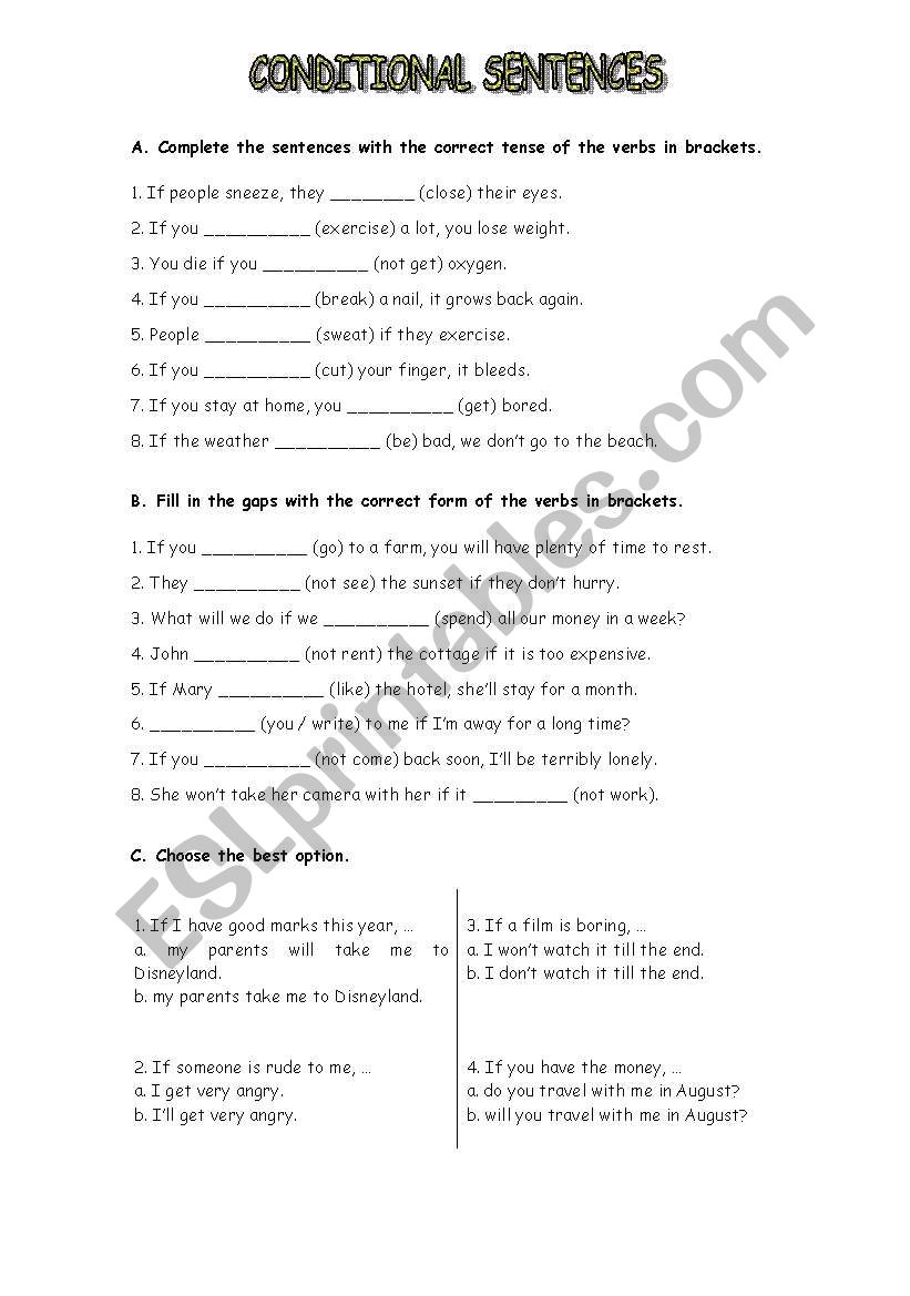 Conditional sentences: Types 0 and 1