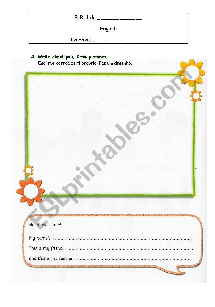 Writing about themselves worksheet