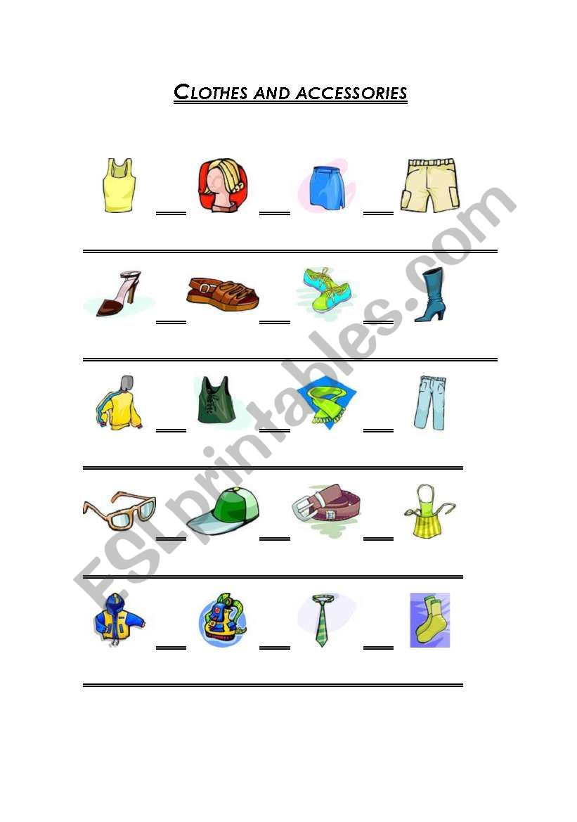 Clothes and Accessories worksheet