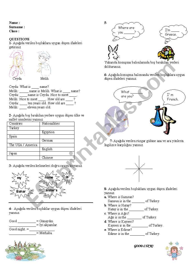 5th exem worksheet