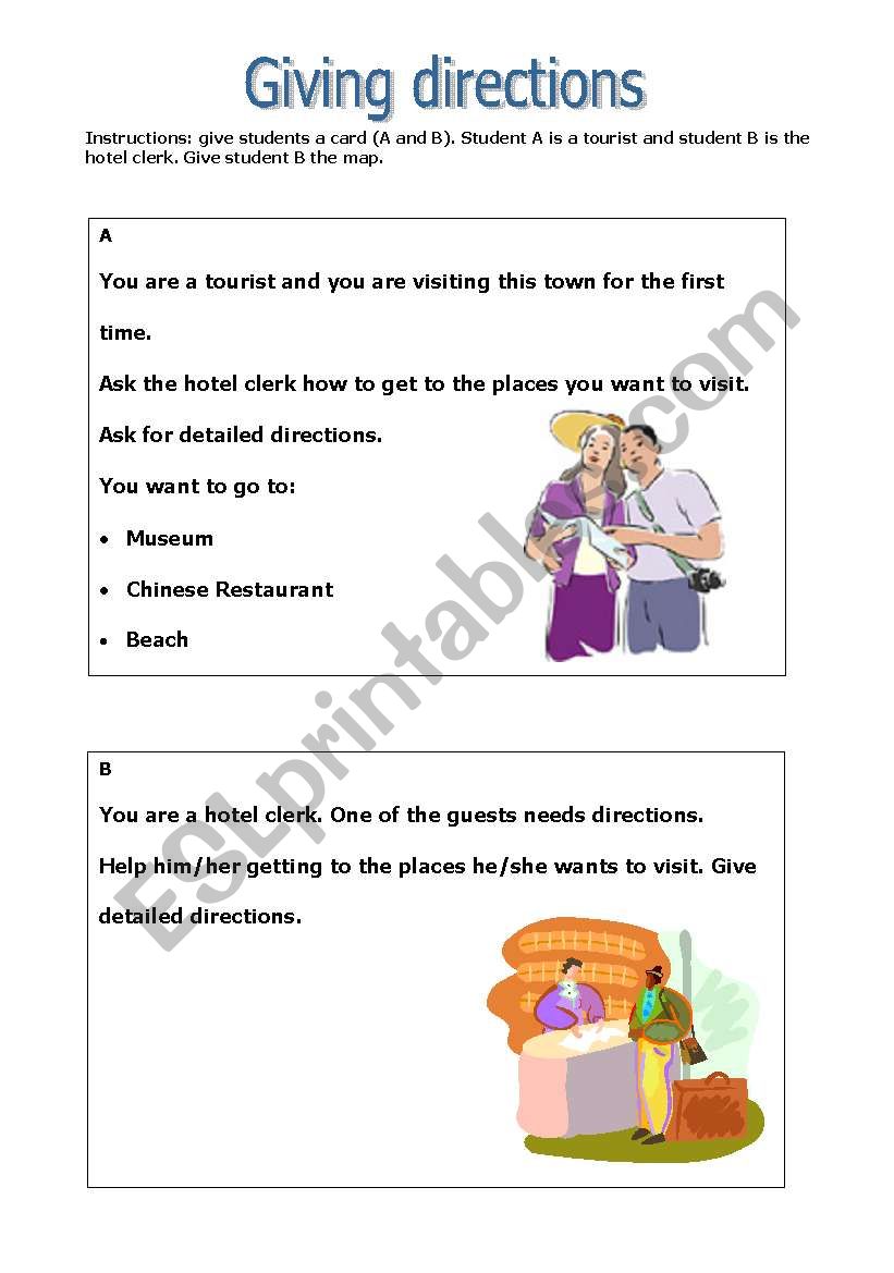 Giving directions  worksheet