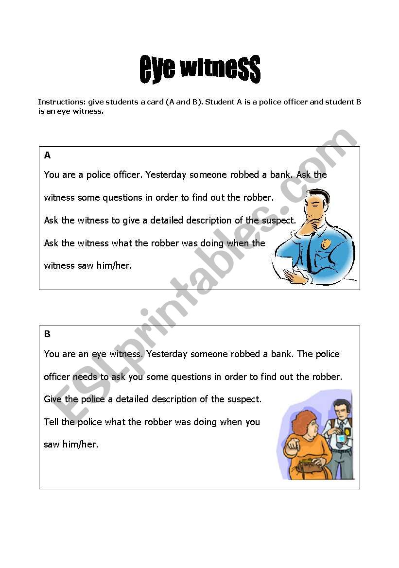 Eye Witness worksheet