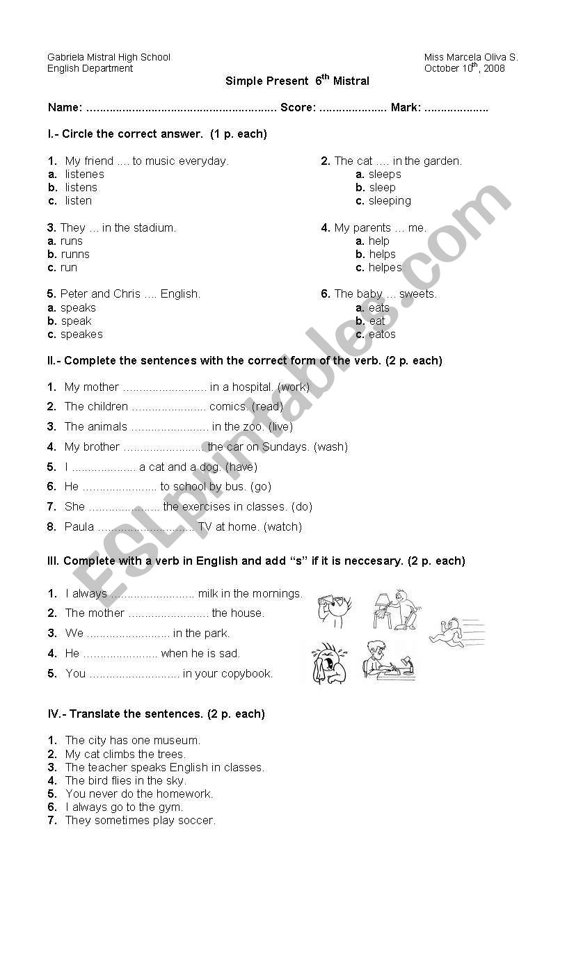 simple present worksheet