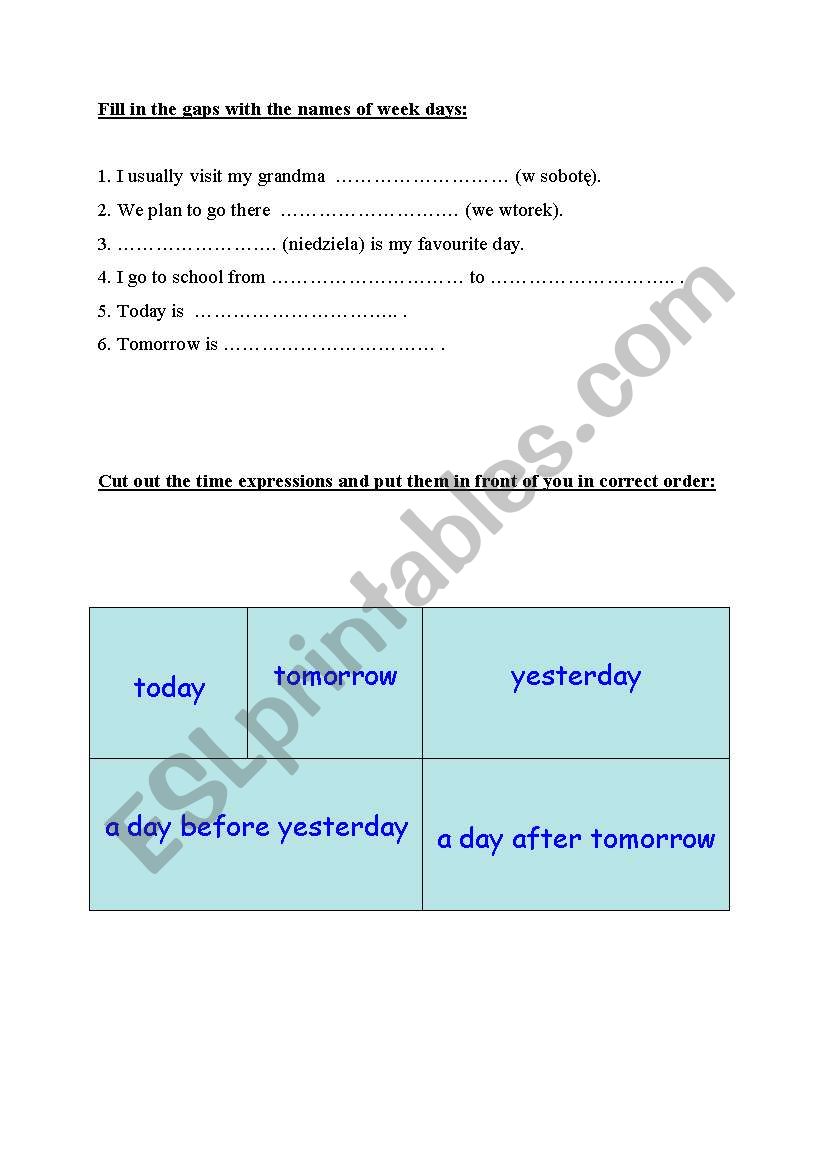 days of the week and time expressions