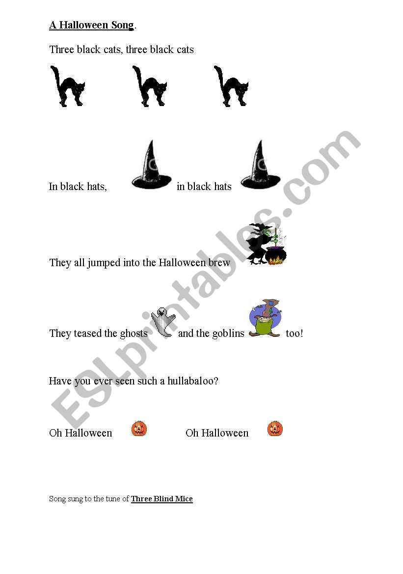 A Halloween Song worksheet