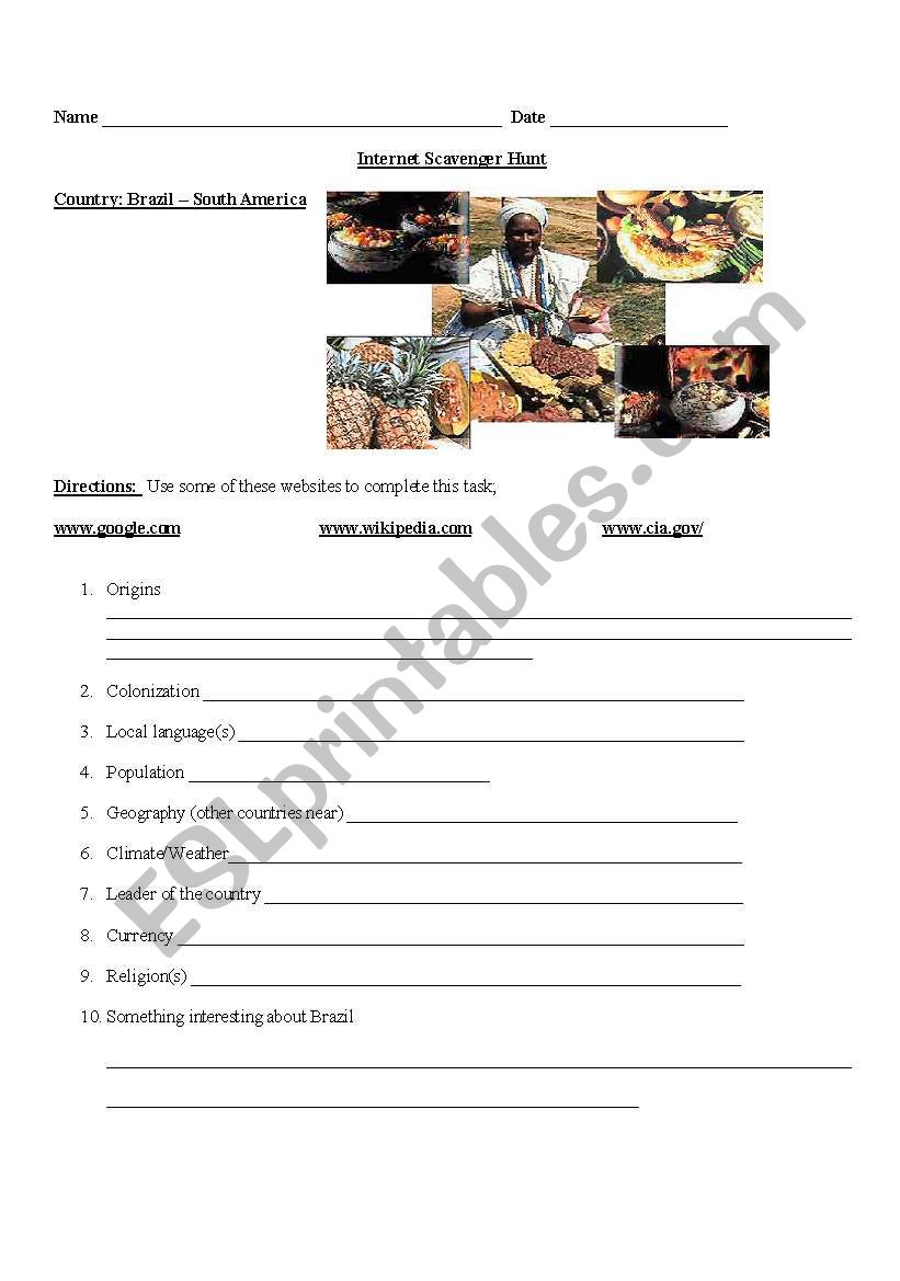 Internet Assignment - Countries
