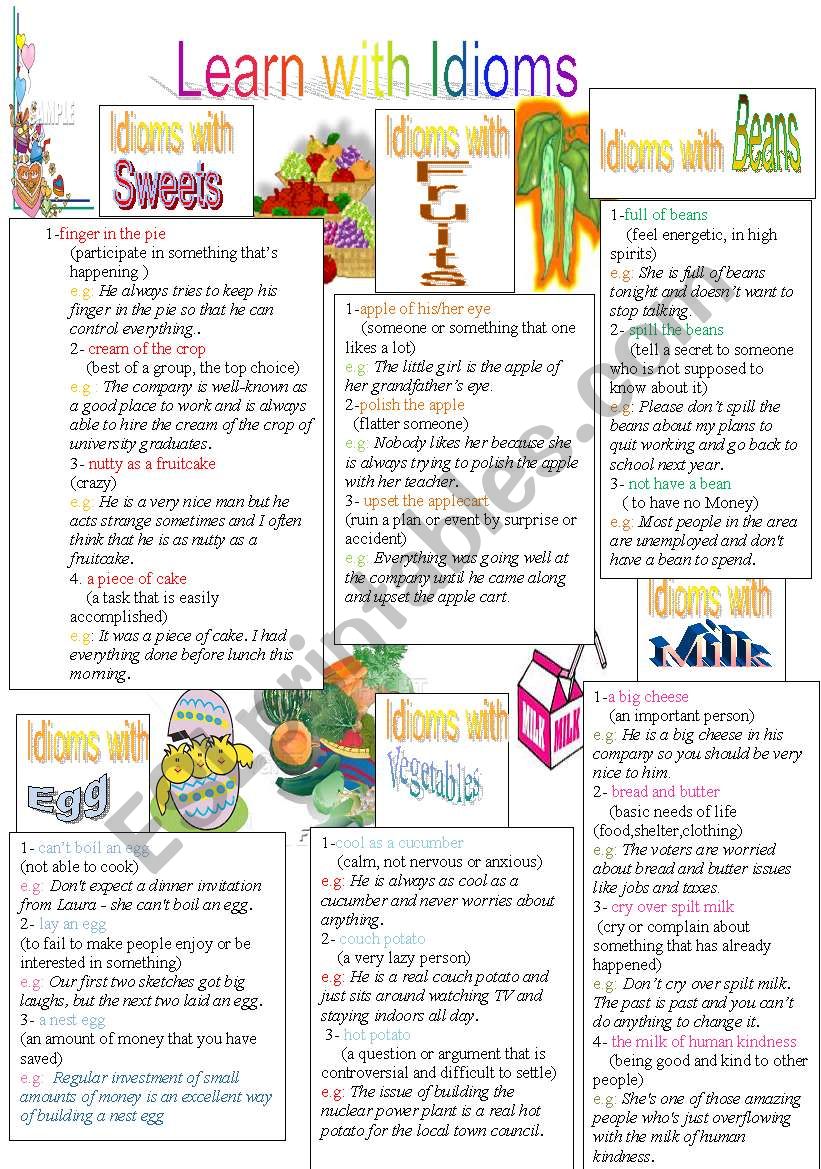 Learn with Idioms ( Part 5) worksheet