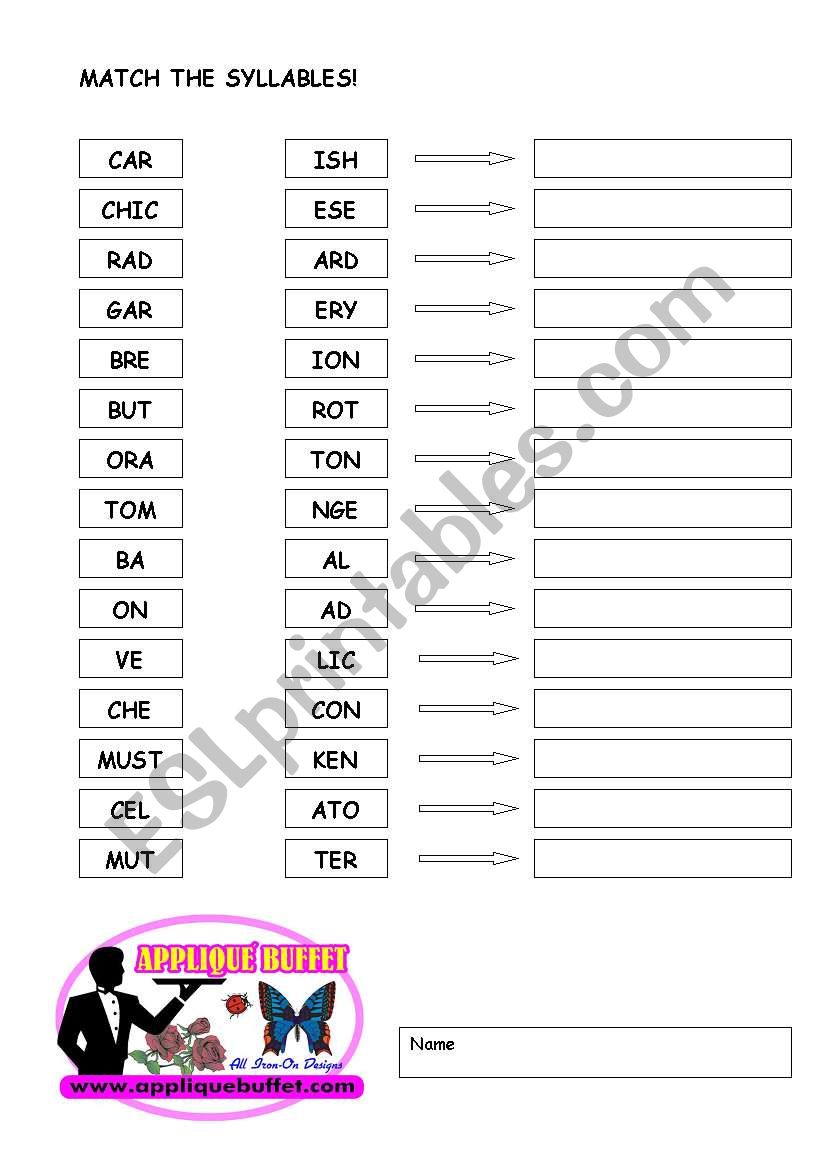 Word Parts worksheet