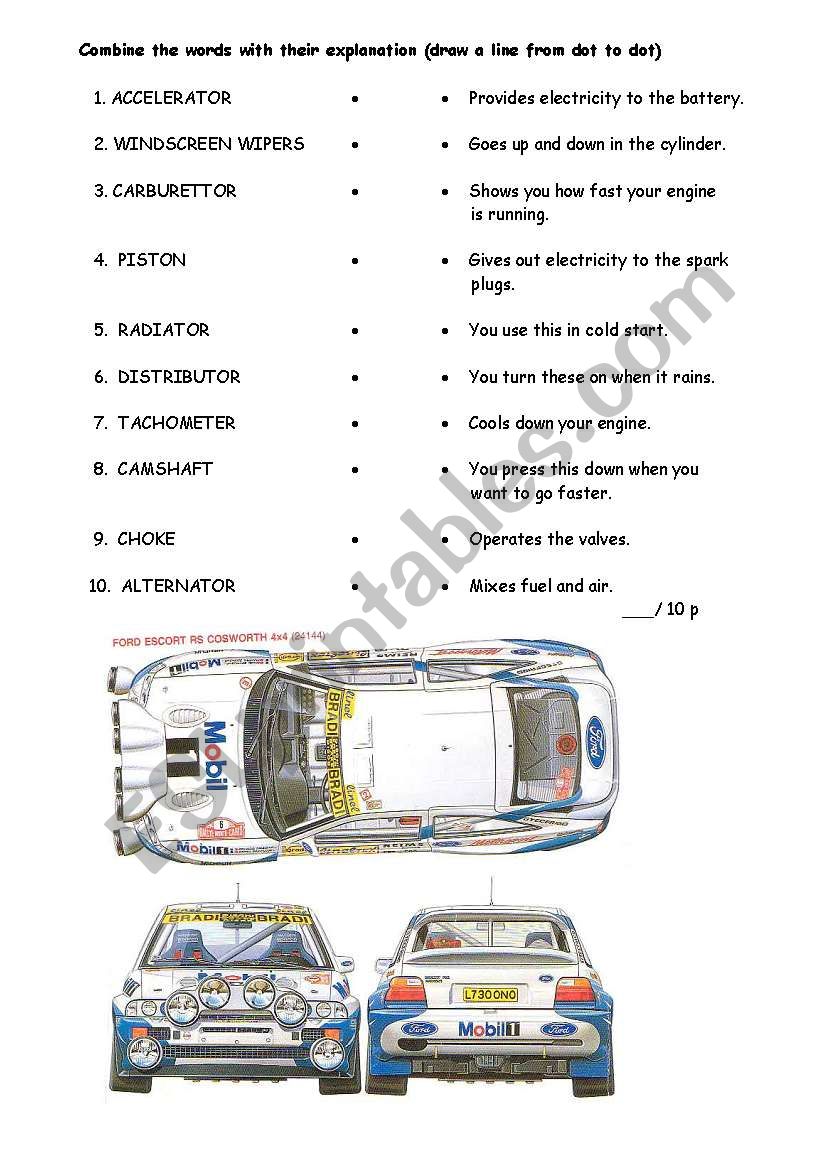 Car Parts worksheet