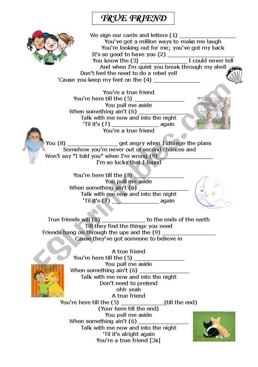 true friend  worksheet